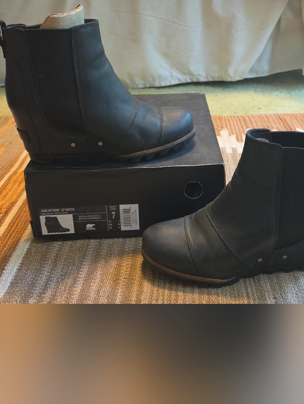 Sorel Black Joan Uptown Zip Ankle Boots for Women